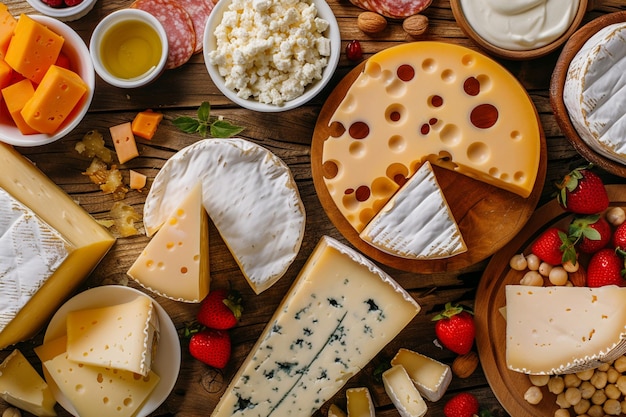 Photo table full of different types of cheese