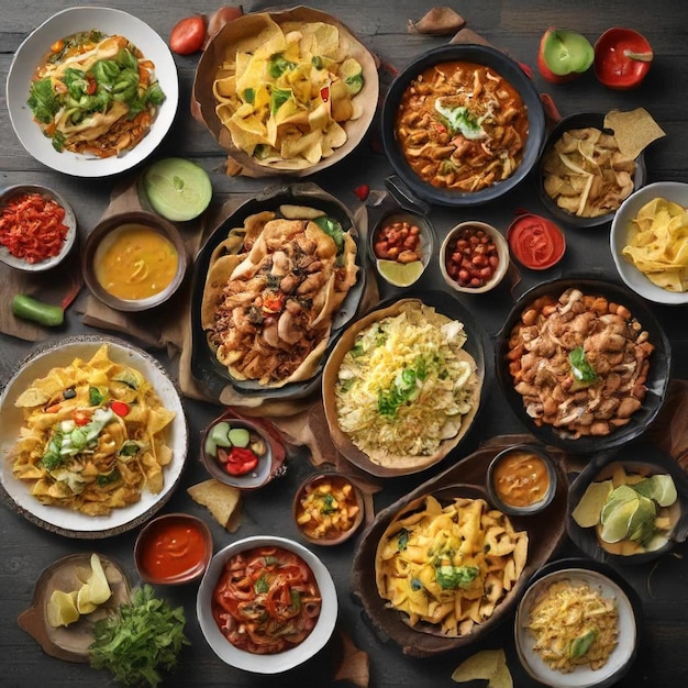 a table full of food including beans macaroni and cheese