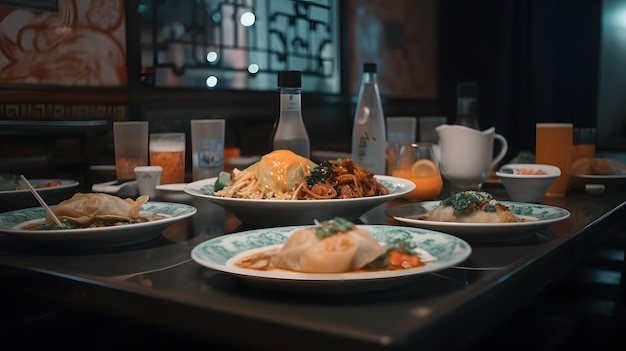 A table full of food including a plate of food