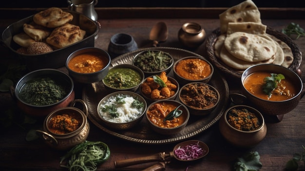 A table full of food including a variety of different foods.