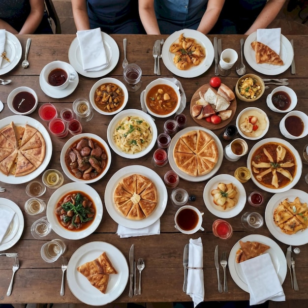 Photo a table full of food including a variety of food including a variety of foods