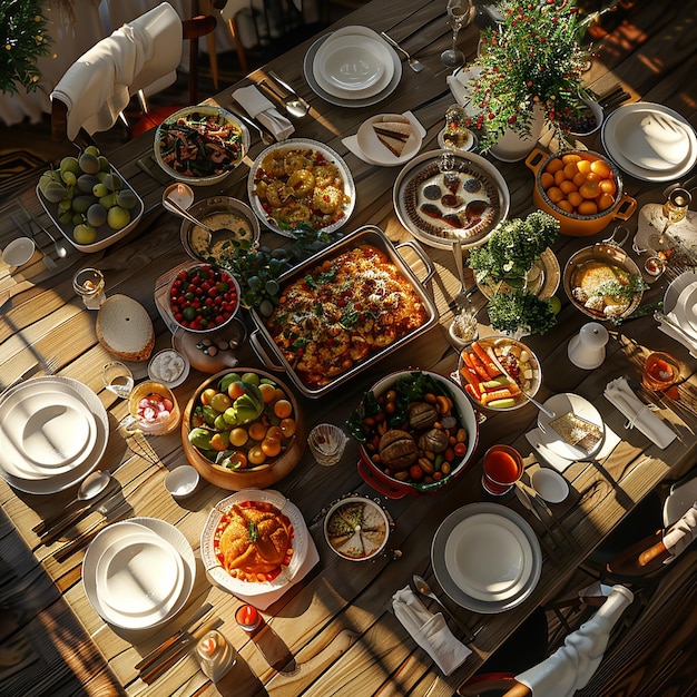 Photo a table full of food including a variety of food