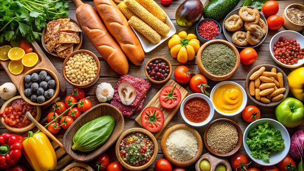 a table full of food including vegetables tomatoes and other vegetables