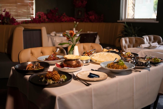 Table full of Indian Food