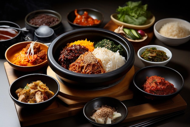 A table full of Korean food AI generated