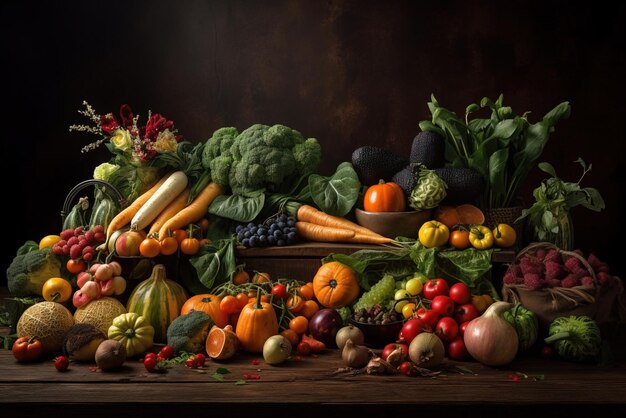 A table full of vegetables including a variety of vegetables.