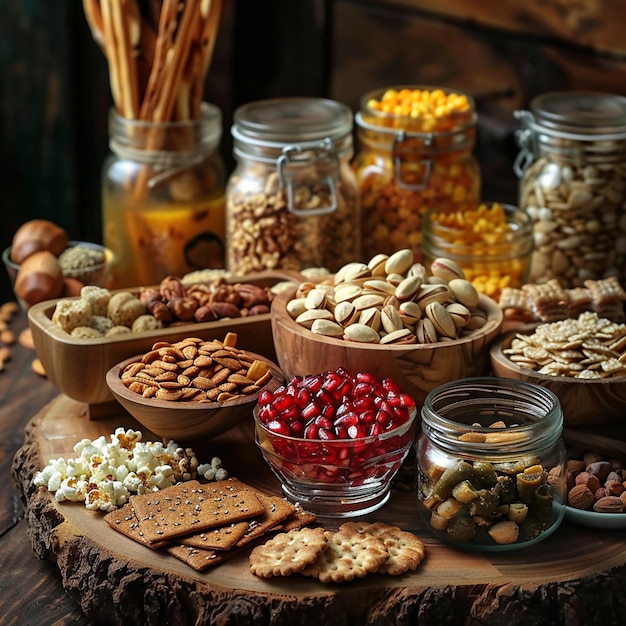 table full with many different kinds of nuts and nuts