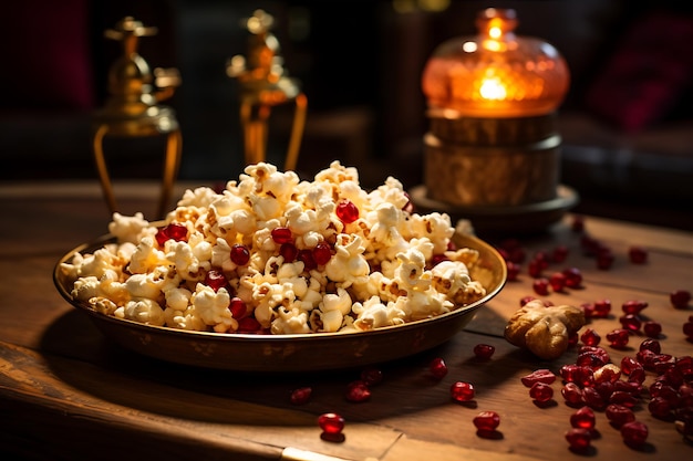 Table Laden with Popcorn