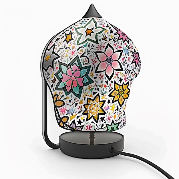 a table lamp with colorful flowers on it