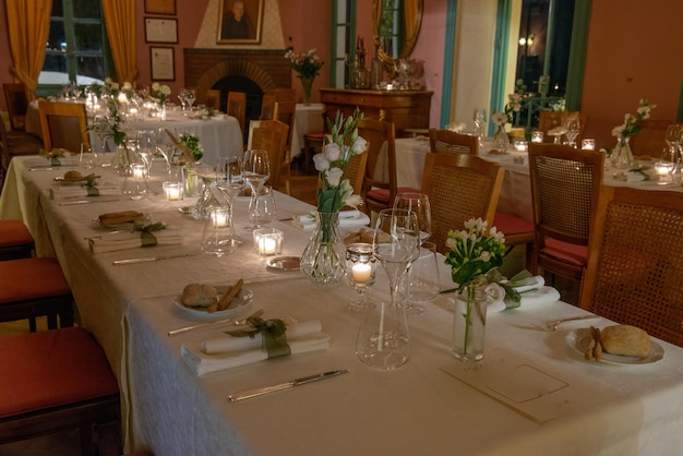 Table prepared for the wedding