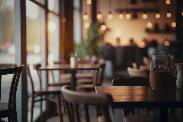 A table in a restaurant with a sign that says'the word cafe '