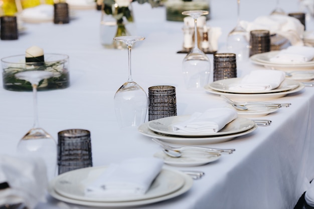 Table set for dinner in a restaurant