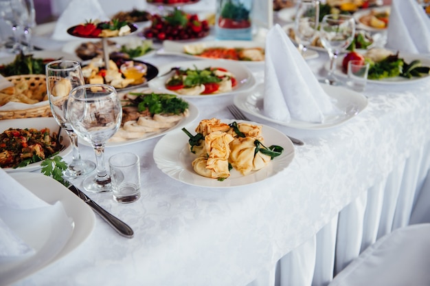 Table set for wedding or another catered event