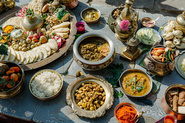 Photo a table set with food at a ceremony in jerusalem