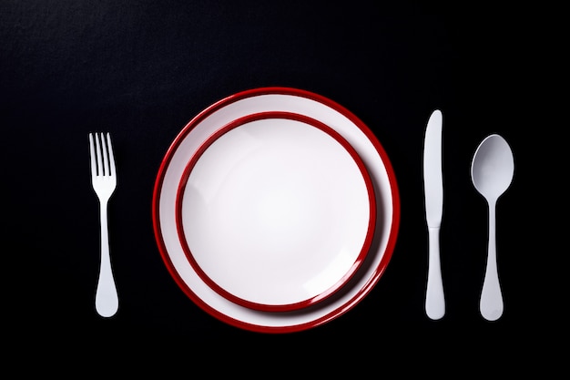 Table setting on the Black Background Plates 