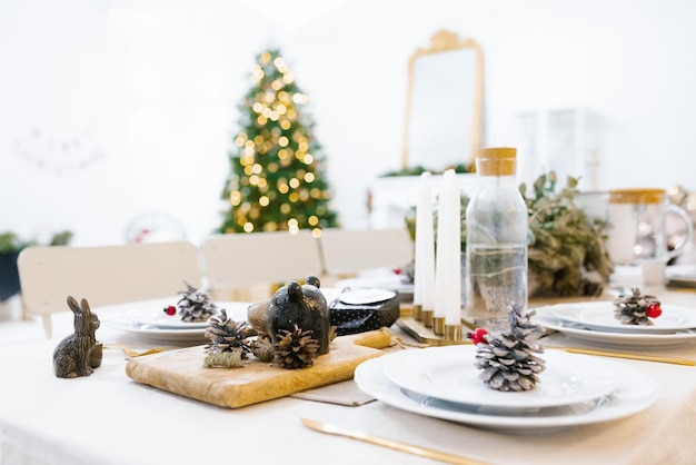 Table setting for christmas dinner