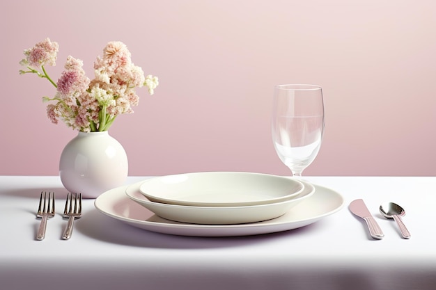 table setting in pastel colors