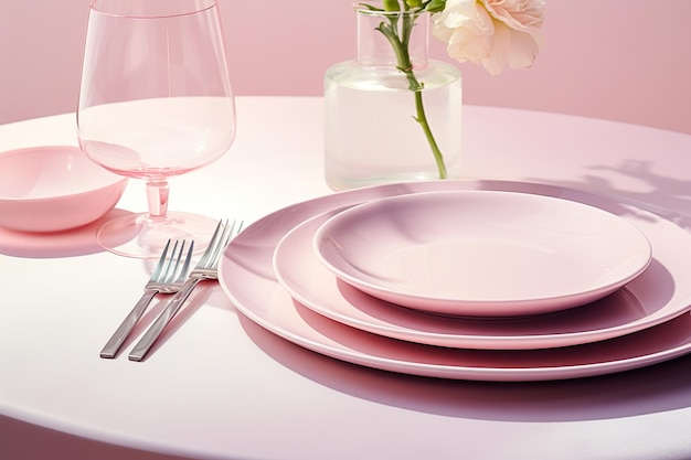 table setting in pastel colors