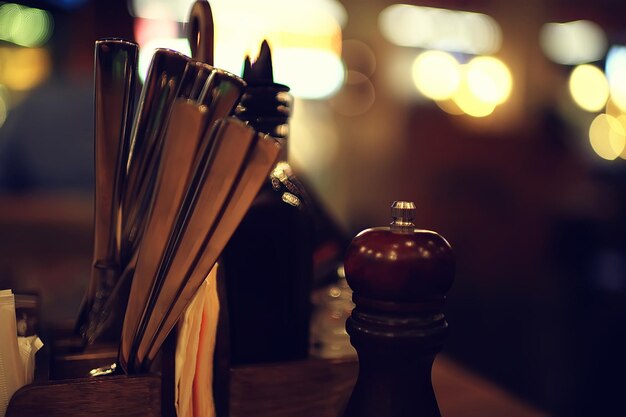 table setting restaurant / cutlery on a table in a cafe, the concept of beautiful food, European style