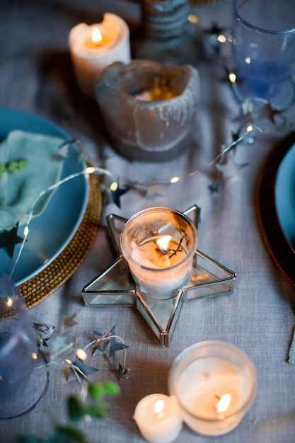 Table setting with candles