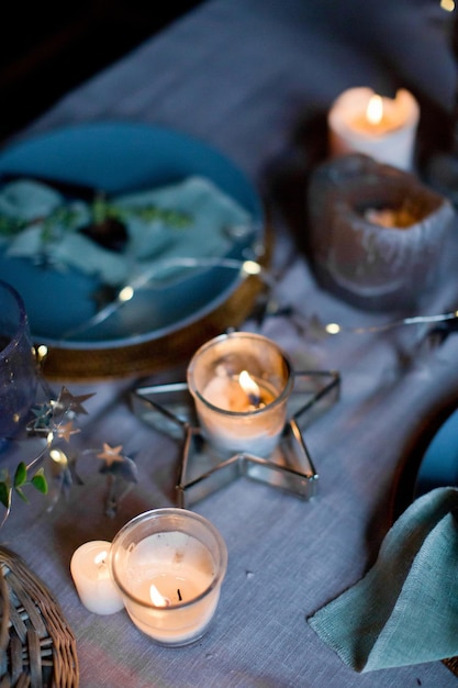 Table setting with candles