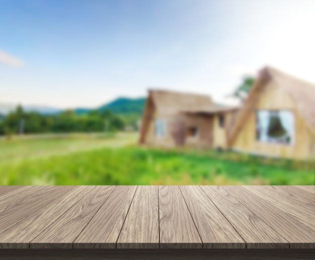 Table Top And Blur Exterior Of Background