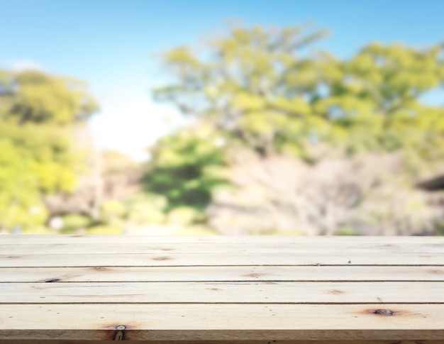 Table Top And Blur Nature For  Background