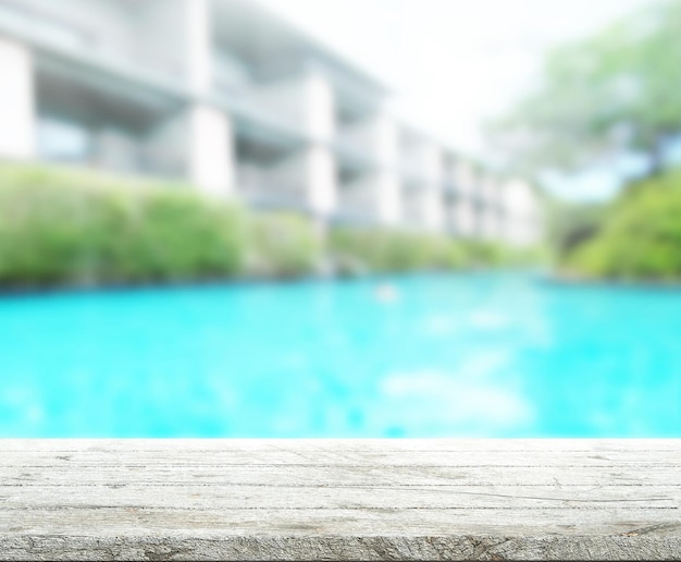 Table Top And Blur Swimming Pool Of Background