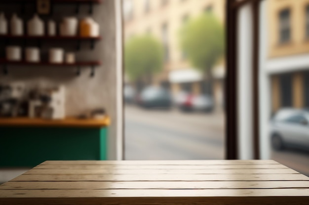 Table top counter of coffee cafe or restaurant Copy space for display product presentation Generative AI