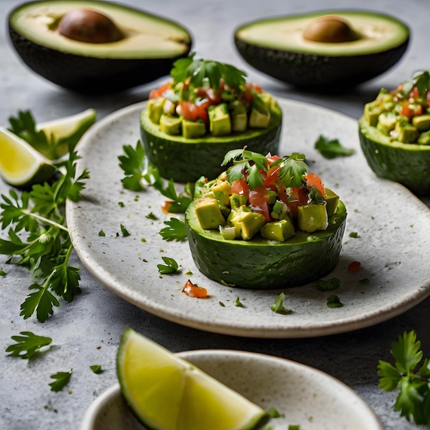 a table with avocados and avocado on it