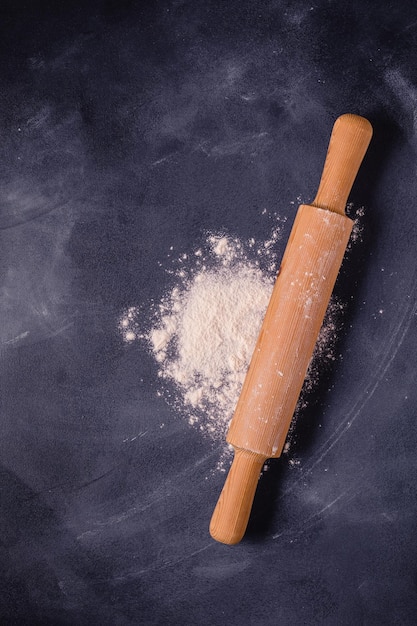 Table with baking products and tools