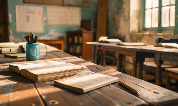 a table with a book that saysthe name quot on it