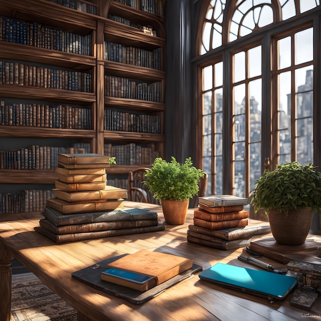 a table with books and a book on it