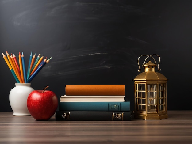 a table with books a pencil a pencil and a pencil on it