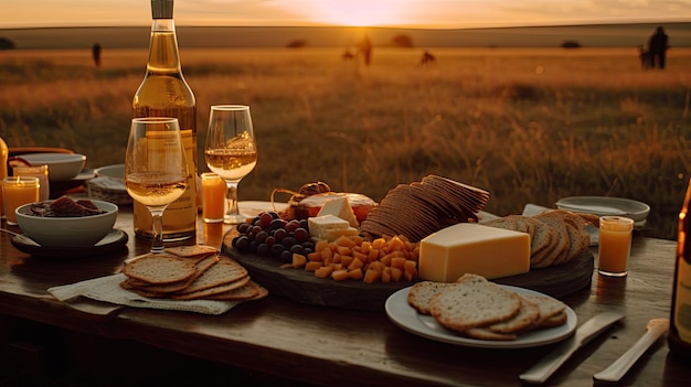 A table with a bottle of wine and a bottle of wine on it