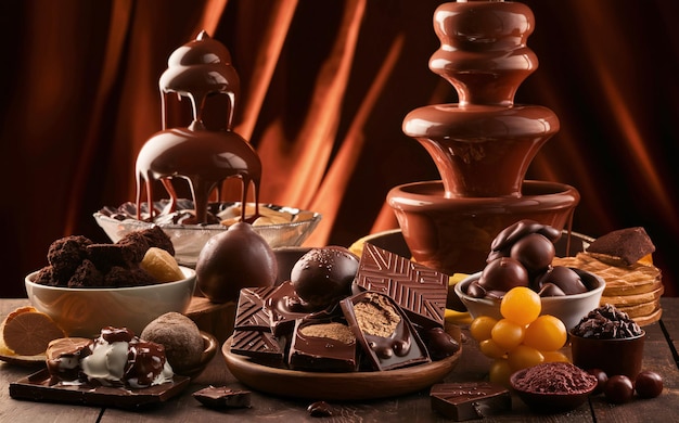 a table with a bowl of chocolates and a bowl of chocolates