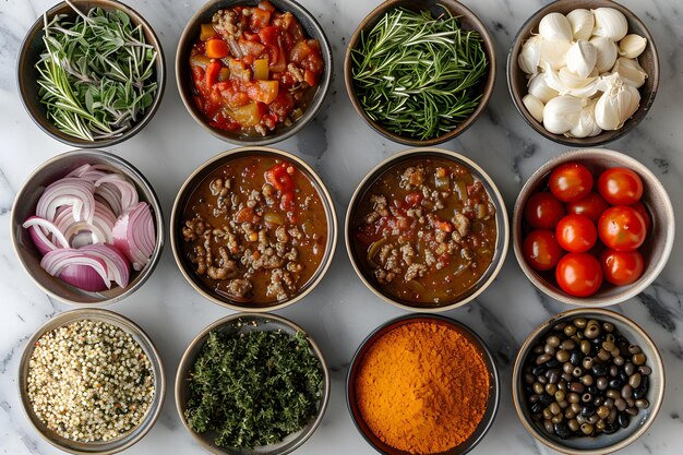 Photo table with bowls of various foods