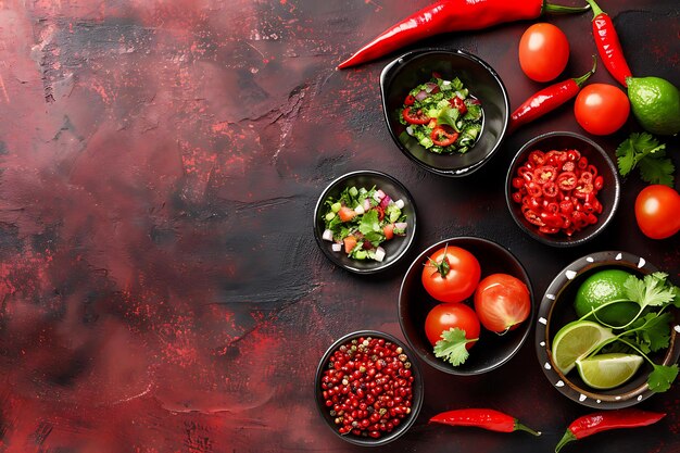 a table with bowls of vegetables and tomatoes on it