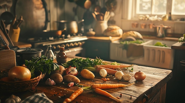 Photo a table with a bunch of vegetables on it and a sign that says no on it