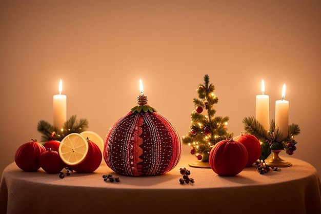 a table with a candle that says quot christmas quot on it