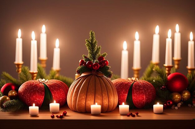 a table with a candle that says quot pomegranate quot on it