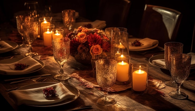 A table with candles and candles on it