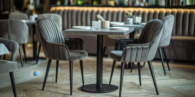 Photo a table with chairs and a table with a candle