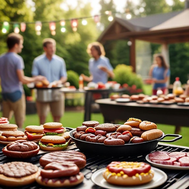 a table with donuts and people standing around it