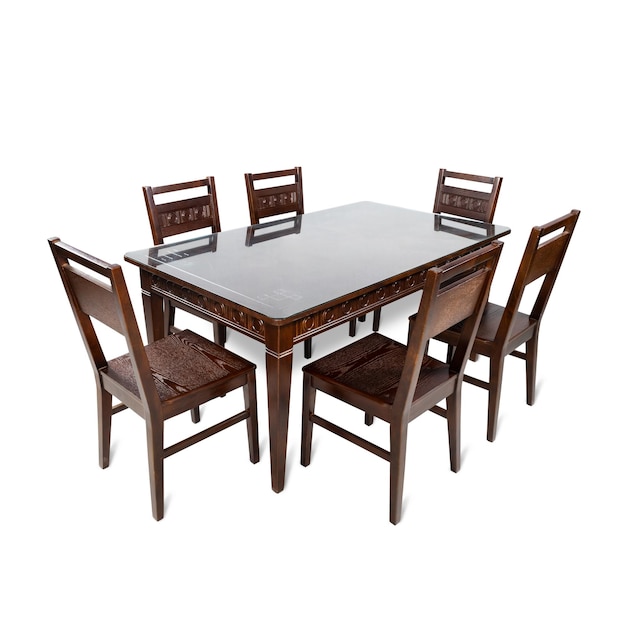 A table with four chairs and a table with four chairs.