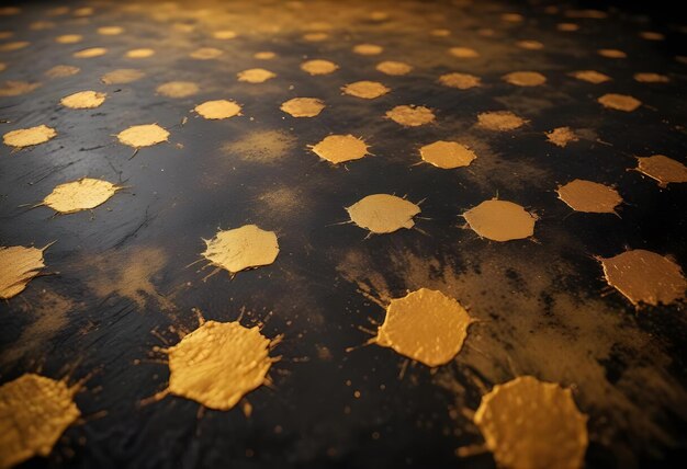 Photo a table with a golden surface with circles and a light on it