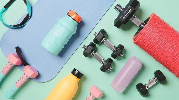 a table with a lot of different colored bottles and one of them has a blue bottle with orange cap