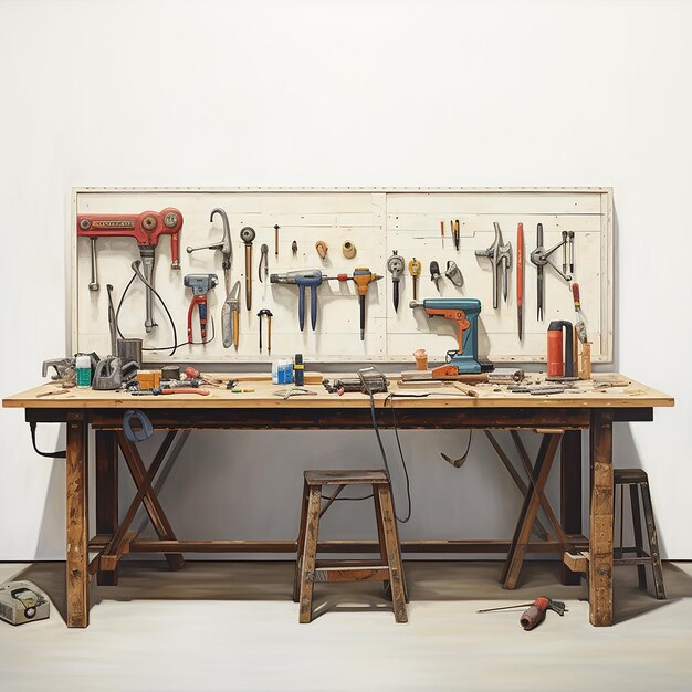 Photo a table with a lot of tools on it