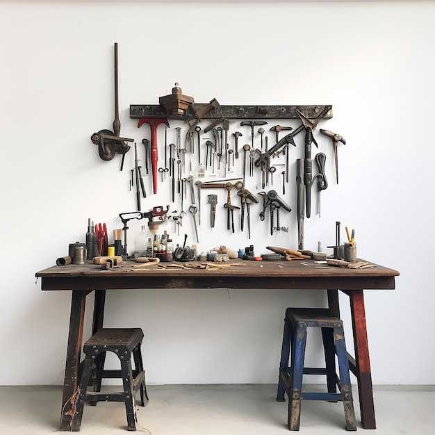 a table with a lot of tools on it