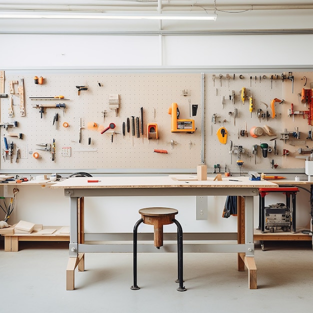 Photo a table with a lot of tools on it